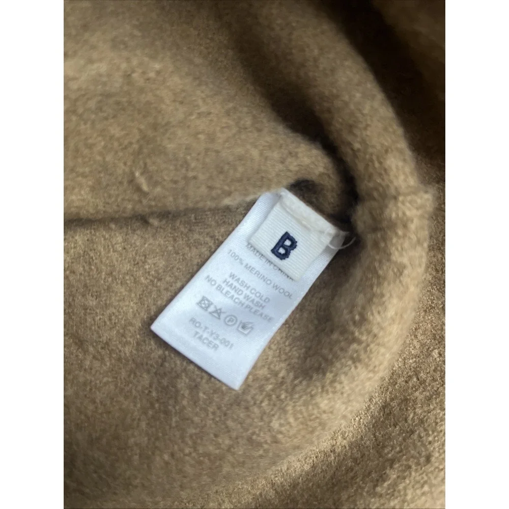 Roucha Tacer Brushed Merino Wool Long Sleeve Sweater Camel Brown Size B Medium
